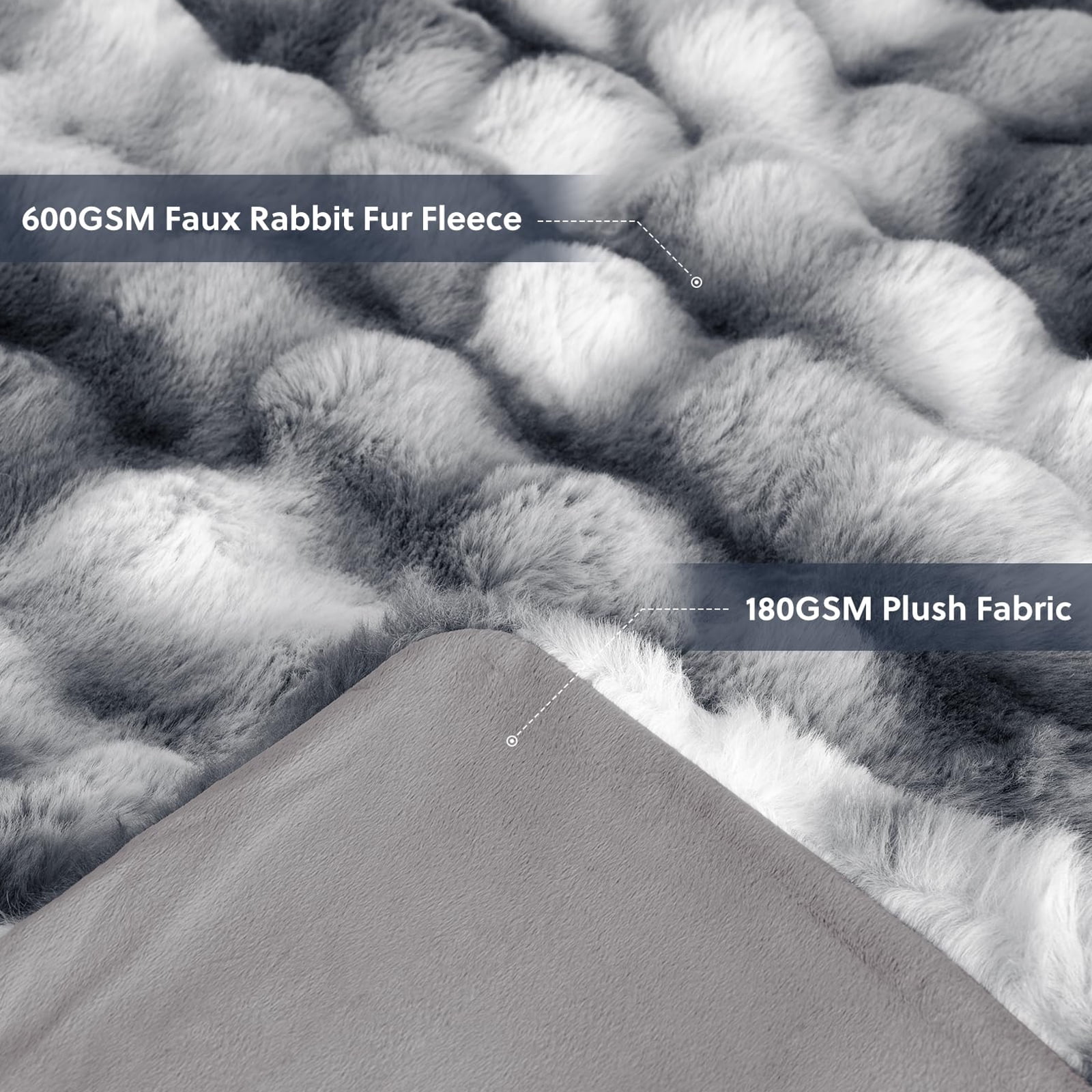 Cozylore Faux Fur Throw Blanket for Couch Luxury Fluffy Thick Bubble Blanket Warm Cozy Throw for Bedroom Living Room, 50" x 60", Tie-Dye Gray
