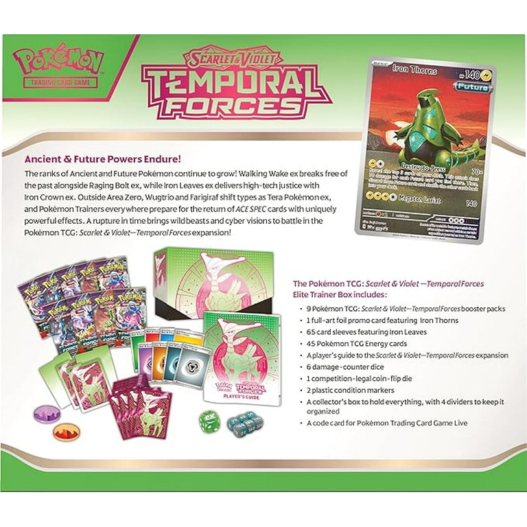 Pokemon Cards Scarlet & Violet Temporal Forces - ELITE TRAINER BOX [Iron  Leaves][Green] - Walmart.com
