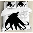 thumbnail image 1 of Octopus Duvet Cover Set King Size, Illustration of a Wild Sea Animal Silhouette Swimming in Ocean Art Print, Decorative 3 Piece Bedding Set with 2 Pillow Shams, White Charcoal Grey, by Ambesonne, 1 of 3