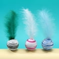 thumbnail image 2 of BESTSKY 2Pcs Cat Ball Toy,Bird-Flight Imitation Cat Enrichment Toys for Indoor Cats,Azure Stripe Gentle Feather Blend Cat Toys Interactive,Color-Mixing1, 2 of 4