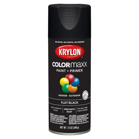 Krylon COVERMAXX Spray Paint, Flat, Black, 12 oz.