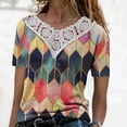 thumbnail image 1 of CHGBMOK Plus Size Crop Tops for Women Mode Col Rond Manches Courtes Imprimé T-Shirts Amples Blouse Été Plage Tops en Liquidation, 1 of 7