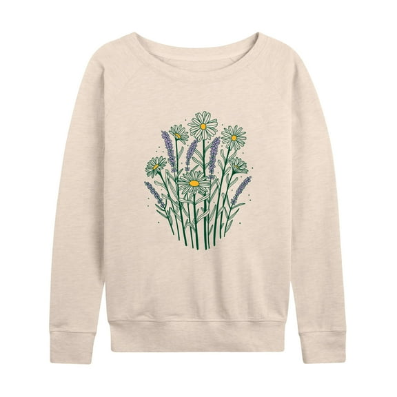 Instant Message - Spring - Lavender & Daisies - Women's Lightweight French Terry Long Sleeve Shirt