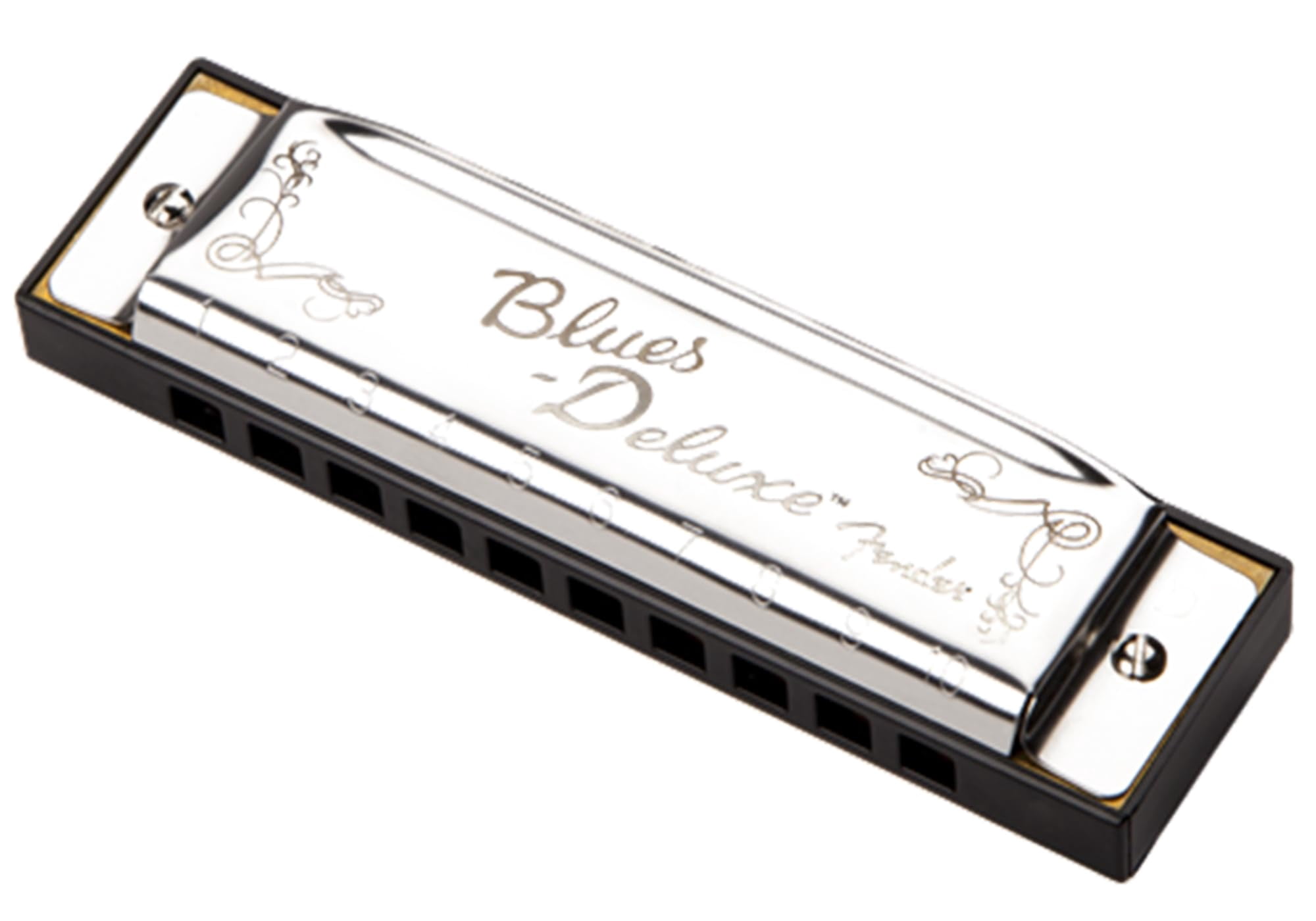 Fender Blues Deluxe Harmonica - Key of D Bundle with Carrying Case, Austin Bazaar Online Manual and Polishing Cloth