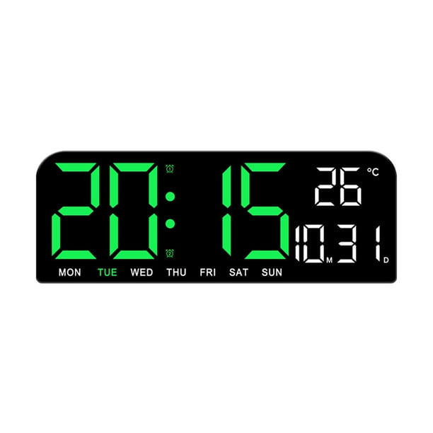Reloj despertador Digital con configuración de alarma , reloj de mesa con luz ajustable de 4 niveles, pantalla LED para el hogar, estante, , Verde