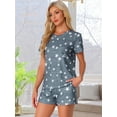 thumbnail image 2 of DARING DIVA Pajama Short Sleeve Top Shorts Loungewear Sleepwear Set XS Deep Gray Star, 2 of 7
