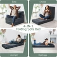 thumbnail image 4 of Sofá cama plegable, 4 en 1 convertible con almohada, cama plegable de espuma viscoelástica, moderno sofá futón para sala de estar, invitados/apartamentos, gris oscuro, 4 of 4