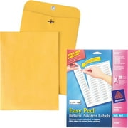 Quality Park Gummed Kraft Clasp Envelopes and Avery Easy Peel White Return Addess Labels for Inkjet Printers 8195, 2/3" x 1-3/4", Pack of 1500 Bundle