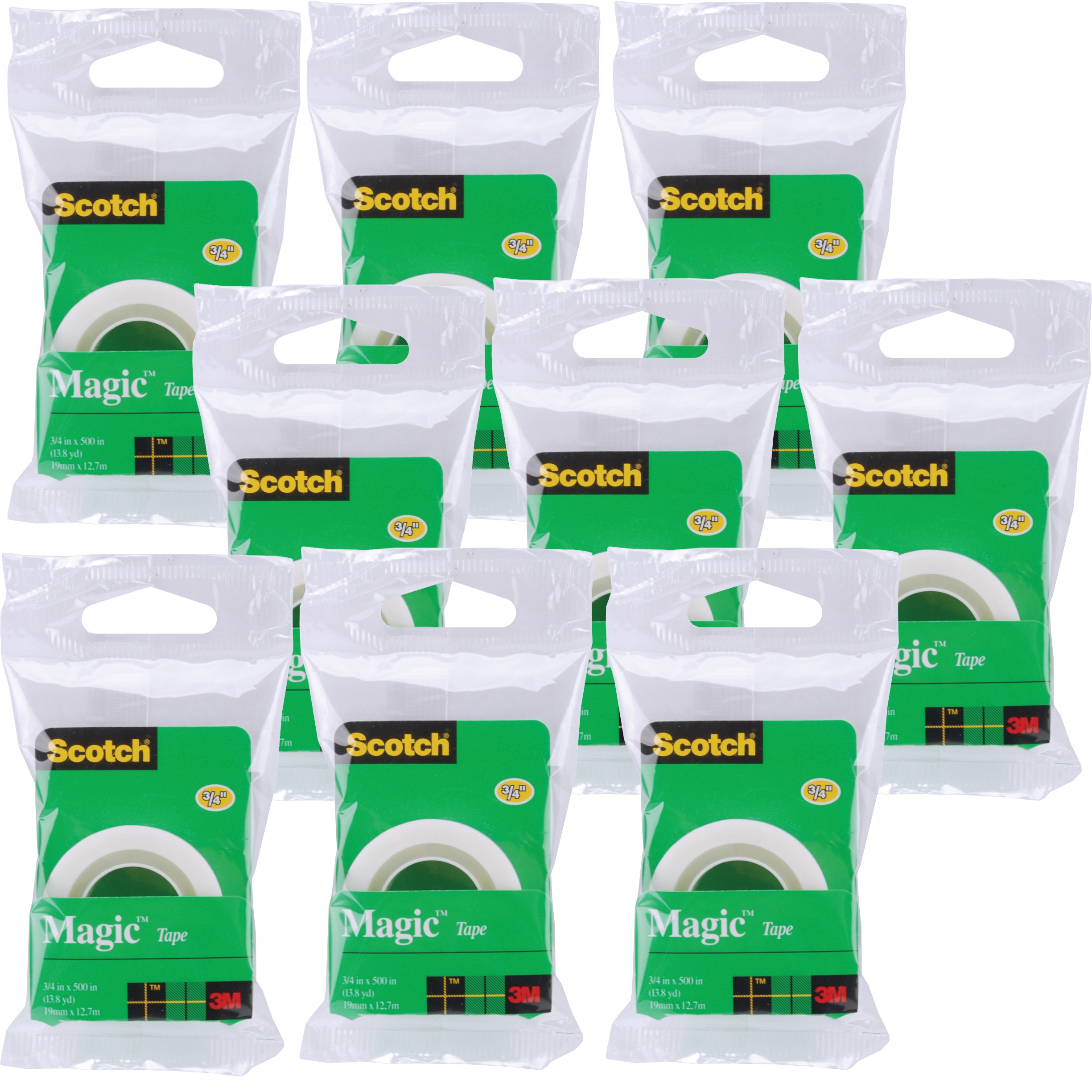 Scotch Magic Tape Refill.75"X500", Mutlipack Of 9