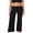 Black, variant on Gupgi Fold Over Yoga Pants for Women Wide Leg Trousers Solid Color Striped Lounge Pants