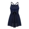 thumbnail image 2 of YEAHDOR Girls Spaghetti Chiffon Ballet Dance Dress Gymnastics Leotard Overlay Lyrical Ballerina Costume Navy Blue 16, 2 of 7