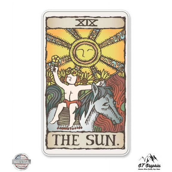The Sun Tarot Card - 3" Vinyl Sticker - For Car Laptop I-Pad Phone Helmet Hard Hat - Waterproof Decal