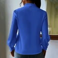 thumbnail image 4 of TKLPEHG Womens Tops Dressy Casual V Neck Elegant Shirts Lightweight Leisure Comfy Long Sleeve Classic Solid Color Loose Fashion Blouses (Blue,M), 4 of 7