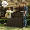 thumbnail image 4 of EHHLY 121 Gallon Outdoor Storage Box, Lockable Containers Waterproof Patio Cushions Deck Boxes Brown, 4 of 9