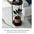 thumbnail image 3 of Yamazaki Home Two-Tier Rolling Plant Stand, Black, Steel, Wheels, 3 of 7