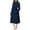 Navy, variant on Women's Long Lapel Plush Bathrobe - Solid Color Thick Winter Homewear, Olive Green, L