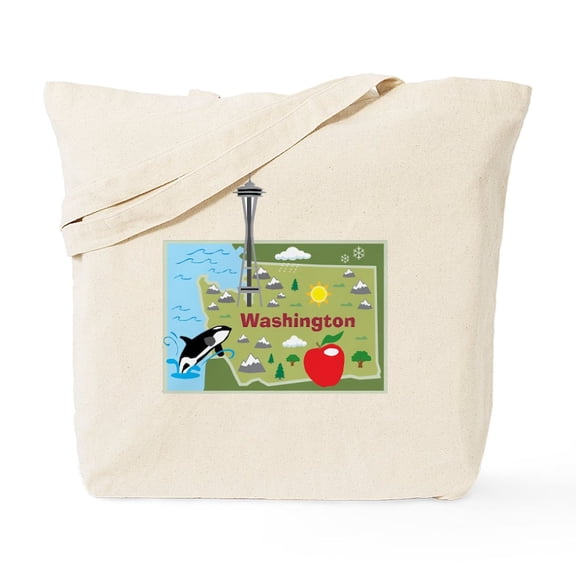 CafePress - Washington Map Tote Bag - Unisex Canvas Tote Bag, Beige, 1-Piece