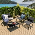 thumbnail image 1 of Costway 4 PCS Patio Furniture Set Loveseat Sofas Armrest Glass Table Deck Black, 1 of 10