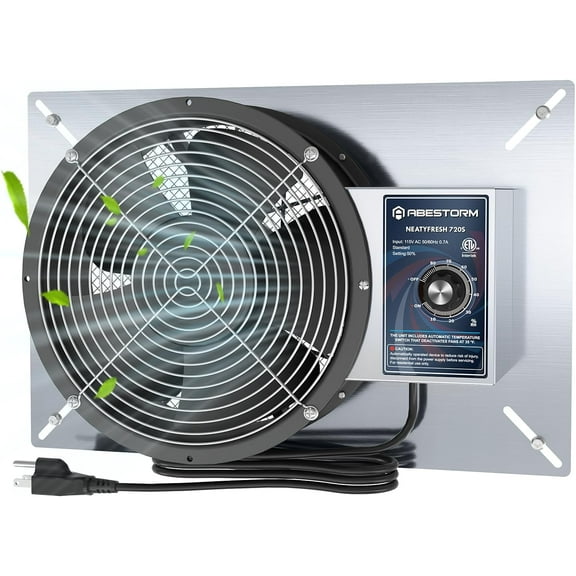 Abestorm Crawlspace Ventilation Fans 720CFM  IP-55 Grade Basements Stainless Steel Vent Fan 10 inches Ventilator Fan with Freeze Protection Thermostat Dehumidistat for Crawlspace Attic Garage Exhaust
