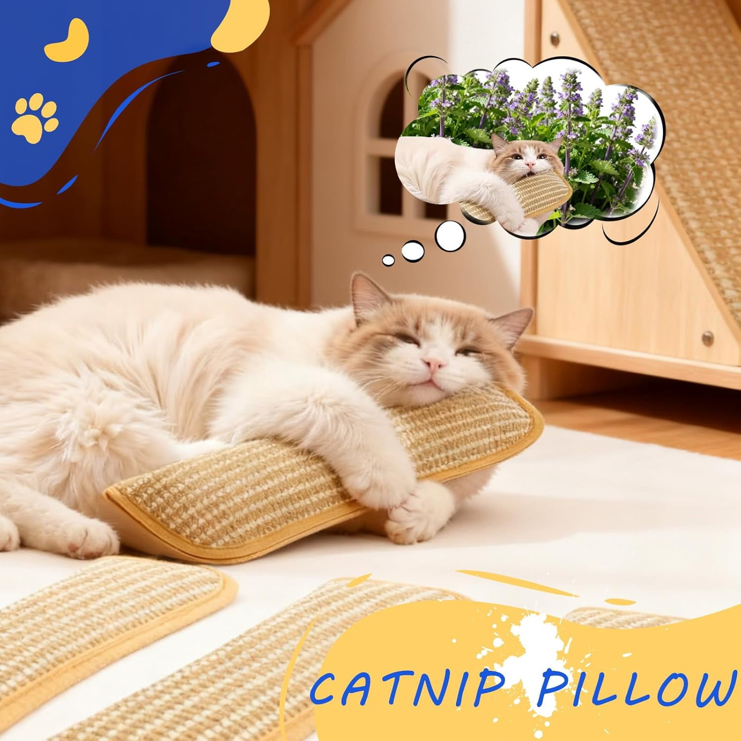 Catnip Kicker Pillow, Catnip Pillows For Cats, 13in Teeth Cleaning Catnips Pillows For Cats, Dual-Use Catnips Pillow For Play And Relaxation, Interactive Cat Nip Kicker Toys (3 pcs, 13.4 × 3.7in)