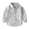 thumbnail image 1 of Qudderr Chemise Boutonnée pour Garçons 2-7T pour Enfants Bébé Manches Longues Chemises Habillées pour Garçons Imprimé Intégral Dessin Animé Hauts Décontractés Blouse de Printemps Automne pour Tout-Petits Vêtements pour Garçons, 1 of 9