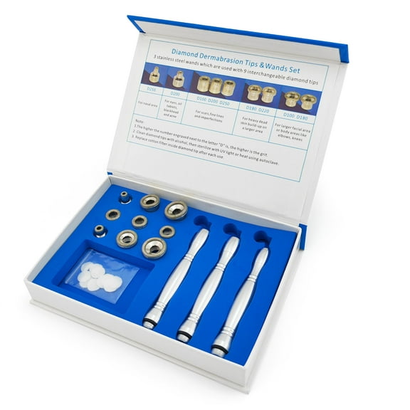 Elitzia 9 Tips 3 Wands Quality Diamond Dermabrasion Replacements Remove Wrinkles Blackheads Fine Lines ETL06A (Aluminium)