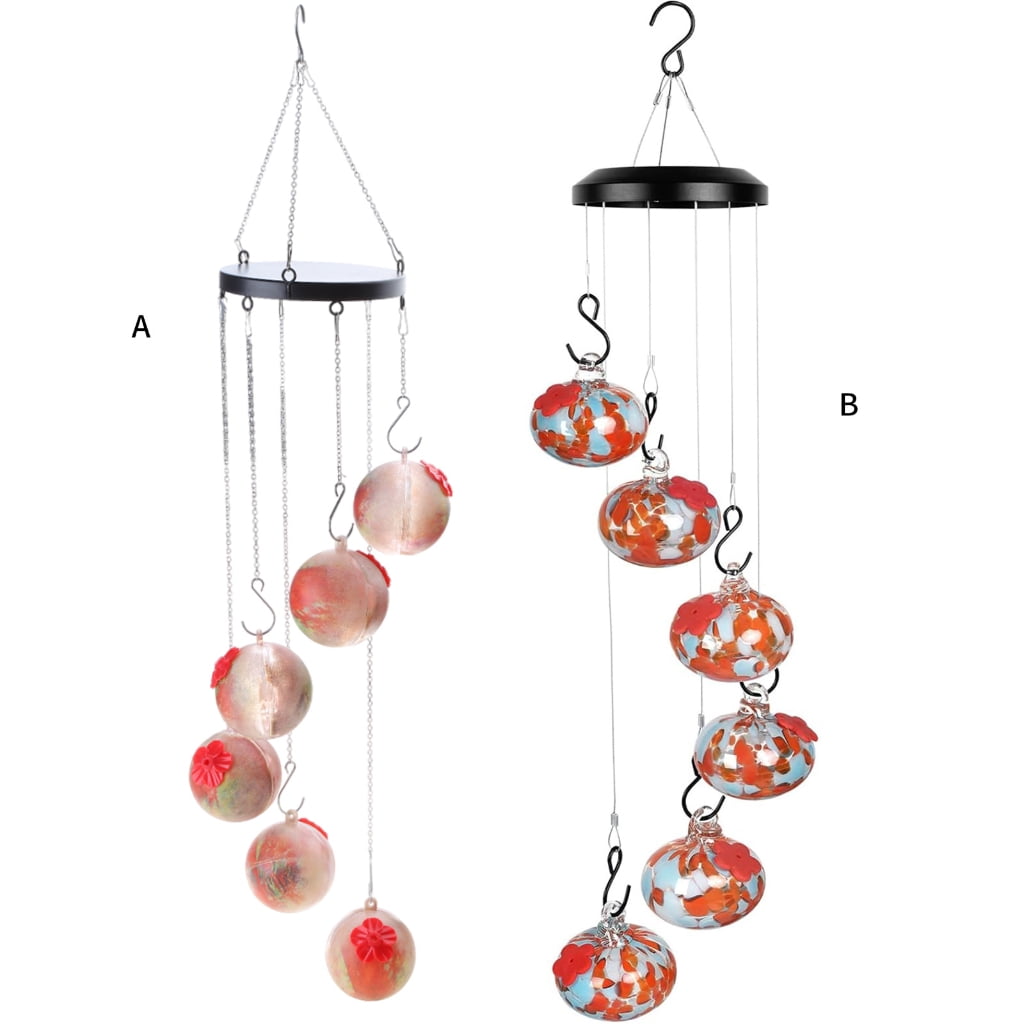 Outdoor Bird Feeder Wind Chimes Hummingbird Feeders with 6 Feeding Ports Easy Cleaning Garden Garden Yard Redness Color