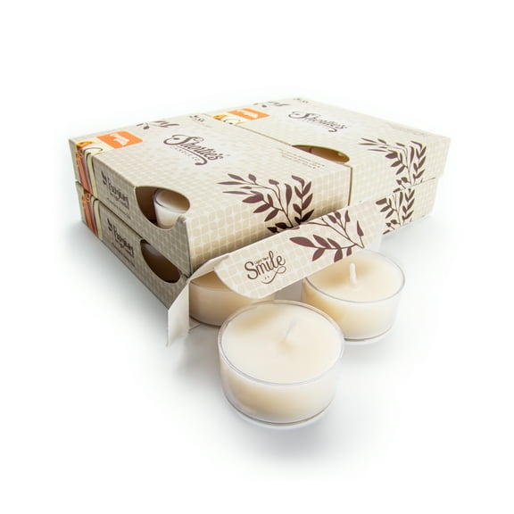 Cinnamon Vanilla Tealight Candles Bulk Pack - 24 Beige Premium Scented Tea Lights - Natural Oils - Shortie's Candle Company