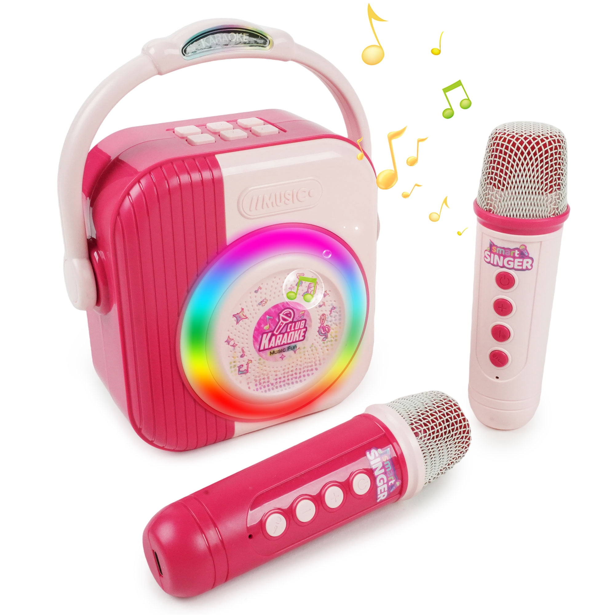 JBeeCtrl Mini Karaoke Machine for Kids with 2 Wireless Microphones Kids Karaoke Machine Toys for 3 4 5 6 7 8 9 10 Years Old Girls Birthday Gifts