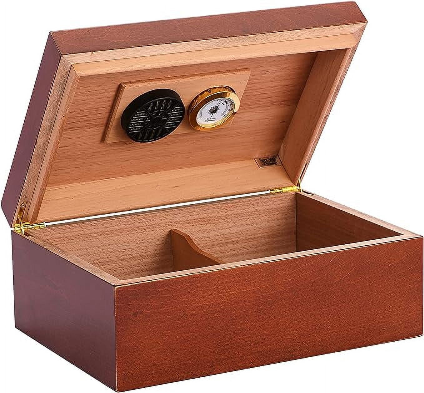Humidor Supreme Sao Paolo Humidor, 50 Cigar Capacity, Rich Maple Wood With Mahogany Finish