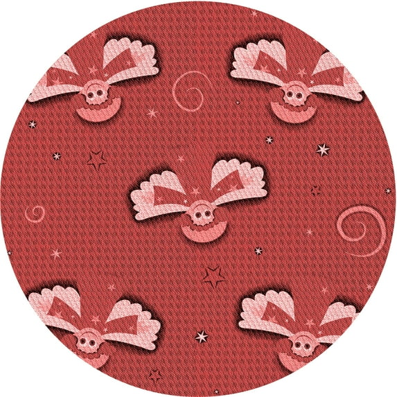 Ahgly Company Indoor Round Patterned Love Red Area Rugs, 4' Round