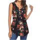 thumbnail image 1 of Tops estampados en color sólido sin mangas con botones y cuello redondo a la moda para mujer Fridja  qr3274, 1 of 5