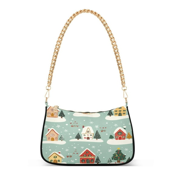 One Shoulder Chain Handbag 7.1x11x2.8in Women's Hobo Handbags Tote Handbags Shoulder Handbags Card Bag Cash Bag Key Bag Nice Little House