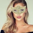 thumbnail image 5 of Unique Bargains 1 Pc Pointed Head Dragon-Design Half Face Party Mask for Masquerade Party Gold Tone, 5 of 5