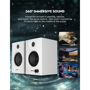 Ortiza 60W Computer Speakers for Gaming and Music, Active Bluetooth 5.3, Stereo 2.0 Speakers for Desktop PC Monitor or Laptop, Surround Sound Speaker, 3.5 mm Aux RCA Input, USB-Powered, 1 Pair, White