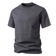 thumbnail image 6 of Afuyipoi Men's Large - sized Solid - color Double - collar Loose Short - sleeve T - shirts,Dark Gray L, 6 of 6