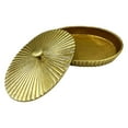 thumbnail image 4 of Pemberly Row 10 Inch Wide Decorative Handmade Aluminum Oval Bowl with Cap - Gold, 4 of 6