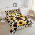 thumbnail image 4 of Sunflower Cow Comforter Set for Kids Girls Boys,Rustic Cowhide Brown Bedding Set with Yellow Floral Ultra Soft,Twin Wildlife Farmhouse Cow Duvet Insert Abstract Milk Cow Bedding Collections 2pcs, 4 of 5