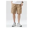 thumbnail image 2 of 2024 pantalones cortos de trabajo para hombres, pantalones casuales de pierna recta de color caqui de verano, pantalones medio holgados de moda japoneses, 2 of 5