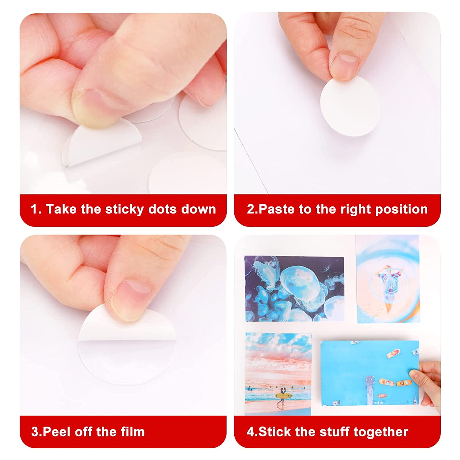 360pcs Double Sided Sticky Dots Clear Round Mounting Putty - Sticky Tack for Wall Hanging with Tweezers Picture Hangers Without Nails Double Sided