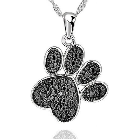 Gemschest Sterling Silver Animal Kitten Cat Paw Print Dolphin Pendant Necklace for women