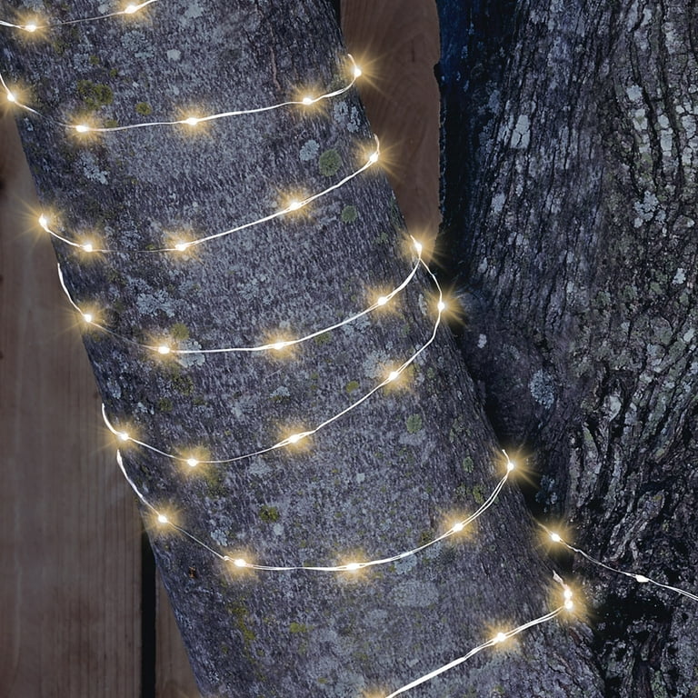 Mainstays Solar Power 200-Count Warm White Fairy LED Wire String Lights  Garden Decorative