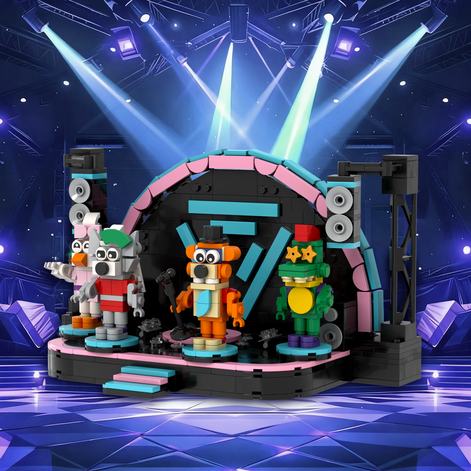 MOOXI Five Nights Stage Building Blocks Toys,FNAF Classic Horror Game Building Set,Halloween Birthday Gifts for Boys and Girls(571pcs)
