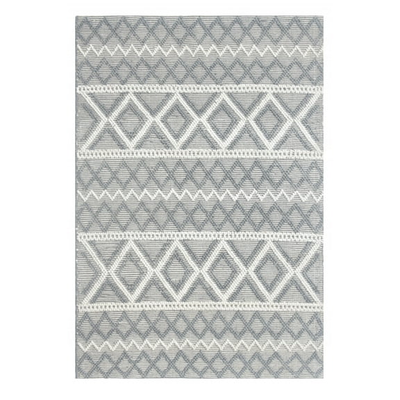 9â€™ x 13â€™ Gray Ivory Diamonds Boho Chic Area Rug