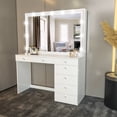 thumbnail image 2 of Boahaus  Makeup Vanity, 7 Drawers, Lights Built-in, Power Outlet, White White-Crystal Ball Knobs, 2 of 5