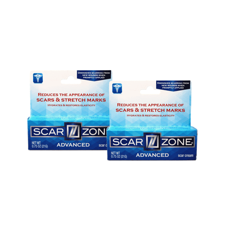2 Pack - Scar Zone Advanced Scar Cream - Intensive Scar Removal for New & Old Scars, Fades Stretch Marks, Burns, & Surgical Scars 0.75 oz
