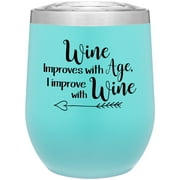 Wine Tumbler with Funny Saying & Lid, Double Wall Copper Vacuum Insulated, 12 oz Stainless Steel Cup, Wine Glass Gift Idea