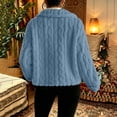 thumbnail image 4 of uublik Fleece Jacket Women Blue Open Front Long Cardigan Coat Warm Winter Outwear Jackets, 4 of 6