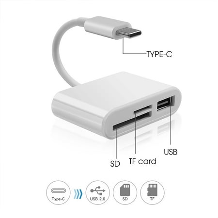 Usb C to Micro Sd Tf Memory Card Reader, Compatible with Ipad Pro, Macbook Pro/air, Chromebook, 3-in-1 Usb Camera Reader Adapter, Suitable for Xps, Galaxy S10/s9 and Other Usb C Devices