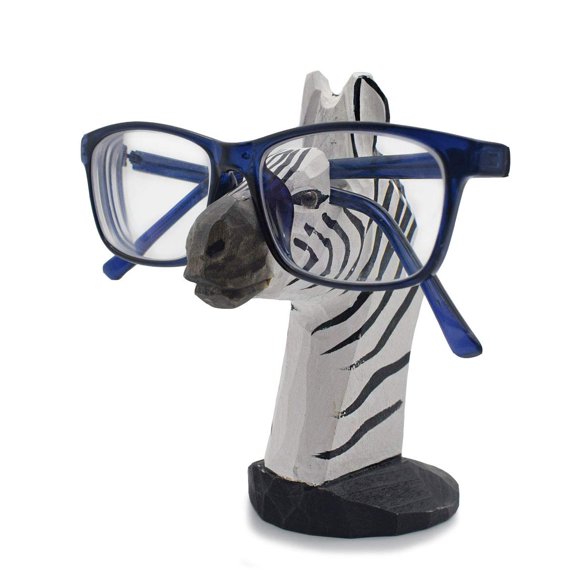 VIPbuy Porte-Lunettes en Bois Sculpté à la Main Support de Lunettes Présentoir Bureau à Domicile Décoration Cadeau (Zèbre)
